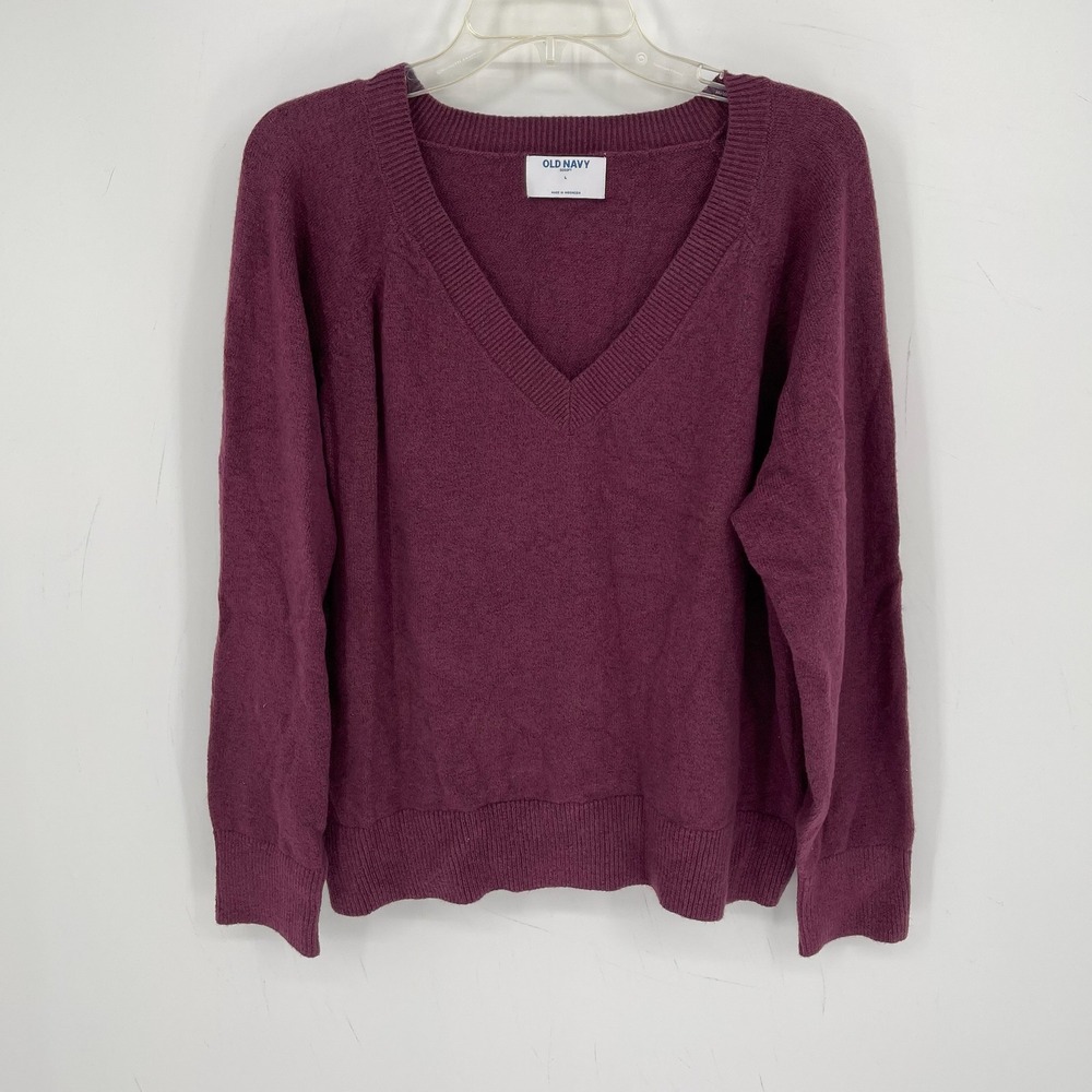 Old Navy Women's Purple SoSoft V-Neck Raglan Long Sleeve Pullover Sweater Size L